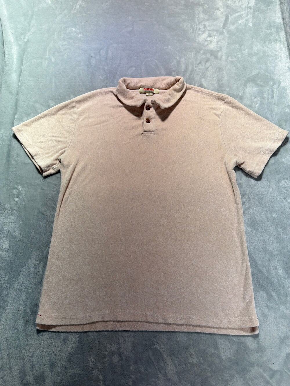 Birdwell Beach Britches Mens XL Terry Cloth Polo Shirt Short Sleeve Tan Bone